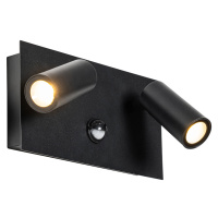 Venkovní nástěnné svítidlo černé včetně LED 2-světelného pohybového senzoru - Simon