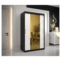 Šatní skříň Abi Golden T1 Barva korpusu: Černá, Rozměry: 120 cm, Dveře: Bílý Marmur + zlaté zrca