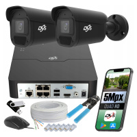 Kamerový set pro monitorování 2 černých Poe 5Mp Ip kamer s Detekcí Pohybu Dvs