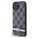 DKNY PU Leather Checkered Pattern and Stripe kryt iPhone 13 černý