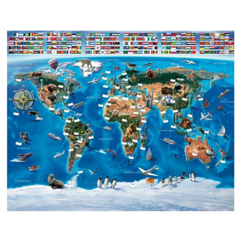 KUPSI-TAPETY 3D fototapeta Walltastic Mapa světa zvířecí - velikost 244 x 305 cm Walltastic - Anglie