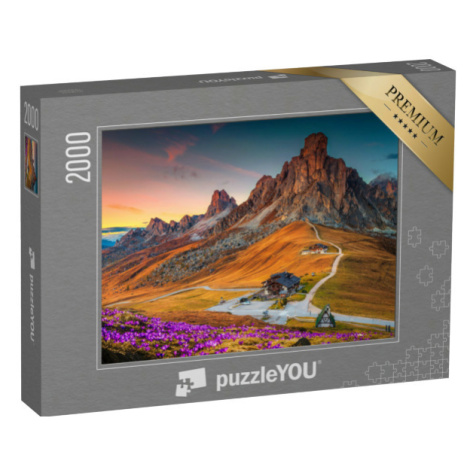 puzzle 2000 dílků „Večerní atmosféra v průsmyku Giau, Dolomity, Itálie“