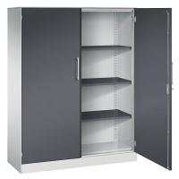 C+P Skříň s otočnými dveřmi ASISTO, výška 1617 mm, šířka 1200 mm, 3 police, světlá šedá/černošed