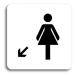 Accept Piktogram "WC ženy vlevo dolů" (80 × 80 mm) (bílá tabulka - černý tisk bez rámečku)