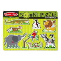 Melissa & Doug - Dřevěné puzzle se zvuky - ZOO