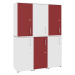 mauser Kombinace s otočnými dveřmi, 6 dveří po 2 přihrádkách, čistá bílá / rubínová