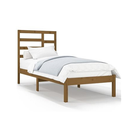 Rám postele medově hnědý masivní dřevo 100 × 200 cm, 3105788 SHUMEE