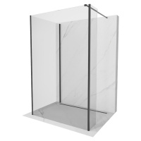 MEXEN/S Kioto Sprchová zástěna WALK-IN 110 x 80 x 30 cm, transparent, černá 800-110-080-221-70-0