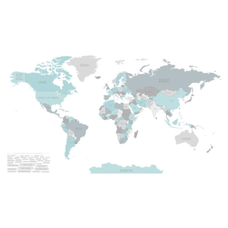 Yokodesign Tapeta Mapa světa modrá Délka: 250 cm