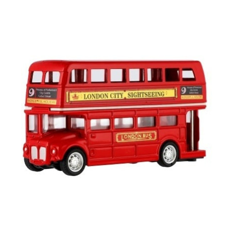 Autobus "Londýn" červený patrový kov/plast 12cm pro zpětné natažení Teddies