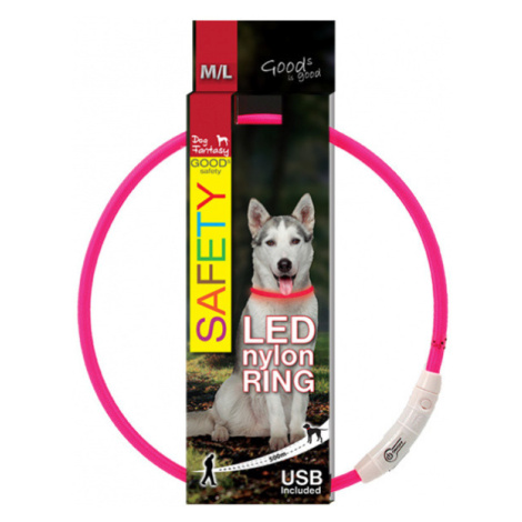 LED svítící obojek z nylonu růžový 65cm Dog Fantasy