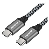 PremiumCord USB-C kabel ( USB 3.2 GEN 2, 3A, 60W, 20Gbit/s ) bavlněný oplet 1,5m