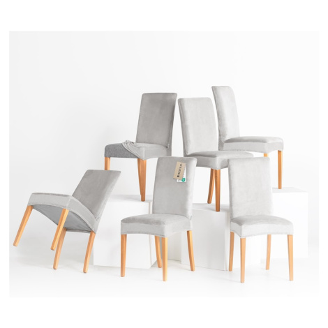 Restilo Napínací potah na židli s opěradlem SENTO 6 ks světle šedý