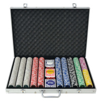 vidaXL Poker set s 1000 laserovými žetony hliník