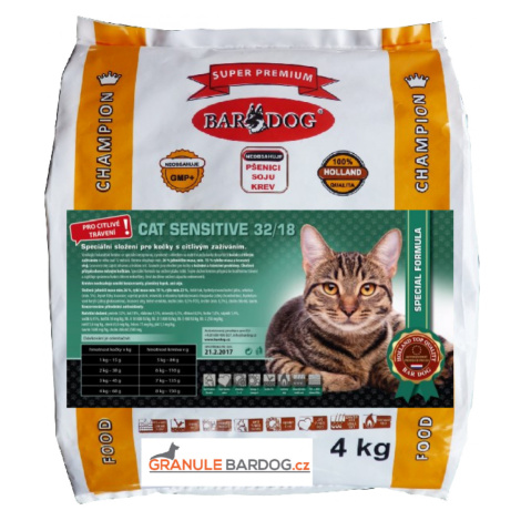Bardog Krmivo pro kočky Cat Sensitive 32/18 4 kg