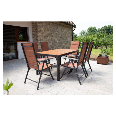 Home Garden Zahradní set Ibiza se 6 židlemi a stolem 150 cm, antracit/hnědý Home & Garden