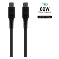 FIXED Cable USB-C/USB-C a podporou PD 1.2m USB 2.0 60W Liquid silicone černý