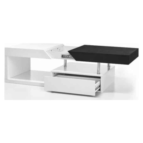 Tempo Kondela Konferenční stolek MELIDA - bílý lesk / černý + kupón KONDELA10 na okamžitou slevu