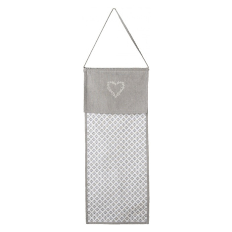 Šedý bavlněný závěsný kapsář se srdíčkem Lovely Heart – 28x1x68 cm Clayre & Eef