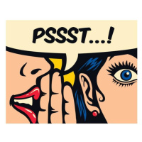 Ilustrace Pop art style comics panel gossip, drante, 40 × 30 cm