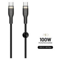 FIXED Cable USB-C/USB-C a podporou PD 2m USB 2.0 100W opletený černý