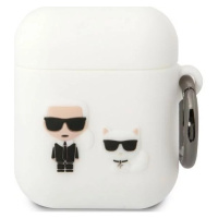 Pouzdro Karl Lagerfeld AirPods 1/2 cover white Silicone Karl & Choupette (KLACA2SILKCW)