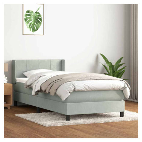 vidaXL Box Spring Postel s matrací Světle šedá 90x220 cm Samet