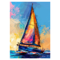 Ilustrace Yacht racing sport, Justyna Jaszke, 30 × 40 cm