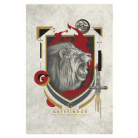 Umělecký tisk Harry Potter - Gryffindor Crest, 26.7 × 40 cm