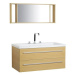 Béžový nástěnný nábytek do koupelny se zásuvkou a zrcadlem ALMERIA, 58906
