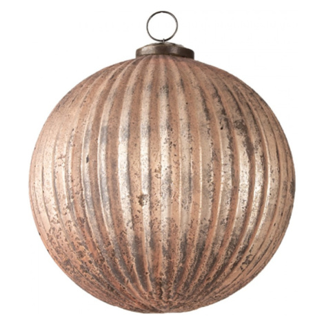 Zlato bronzová vánoční koule s žebrováním a patinou – 15x15 cm Clayre & Eef