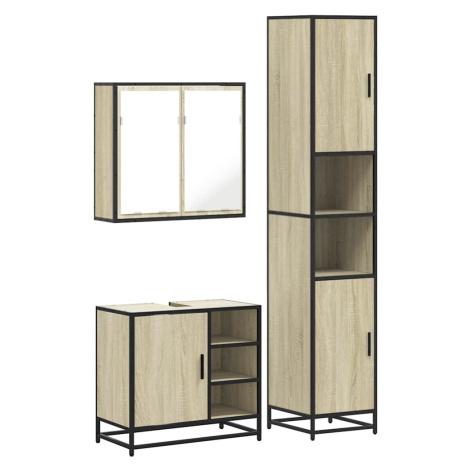 vidaXL 3dílný set koupelnového nábytku dub sonoma kompozitní dřevo