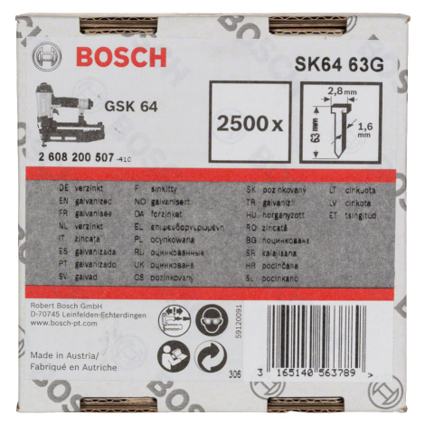 BOSCH SK64 63G 63mm hřeby pro GSK64 | 2500 ks