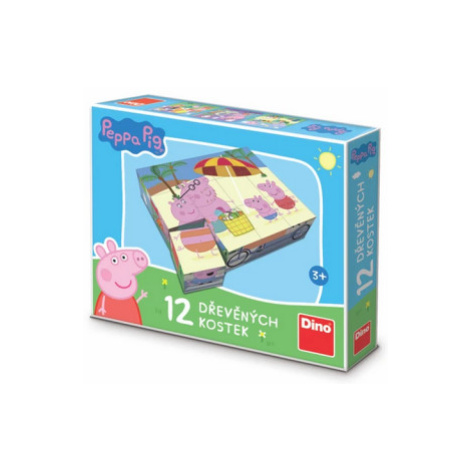 PEPPA PIG 12 Dřevěné licenční kostky - Peppa Pig (641402) Dino