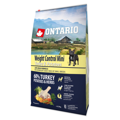 Ontario Mini Weight Control Turkey&Potatoes granule 6,5 kg