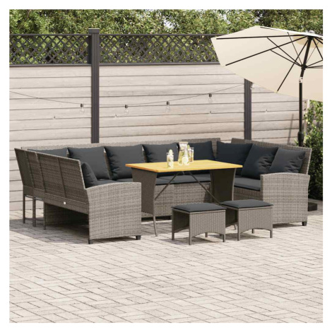 vidaXL 4dílná zahradní sedací souprava s poduškami šedá polyratan