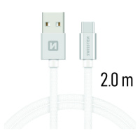 Datový kabel Swissten Textile USB / USB-C 2 M, silver