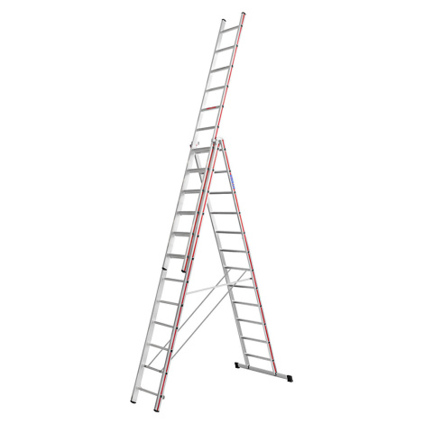 HYMER Hliníkový víceúčelový žebřík, provedení Profi, 3 x 12 příčlí, max. pracovní výška 9,32 m