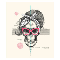 Ilustrace Women's skeleton skull in pop art, Lisitsa, 35x40 cm