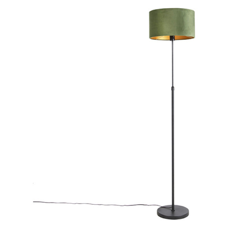 Stojací lampa černá ssametovým stínítkem zeleným se zlatem 35 cm - Parte QAZQA