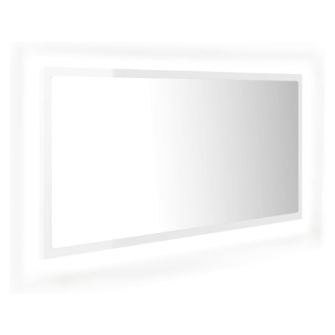 vidaXL LED koupelnové zrcadlo bílé vysoký lesk 90x8,5x37 cm akrylové