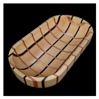 AMADEA Dřevěná miska mozaika ovál, masivní dřevo, 3 druhy dřevin, 22x12x4,5 cm