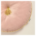 Světle růžový sametový kulatý dekorativní polštář