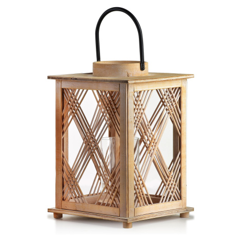 Mondex Dřevěná lucerna Louise 34 cm hnědá