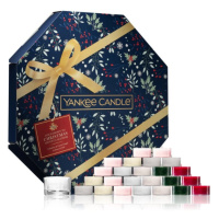 Yankee Candle Adventní kalendář 24 čajových svíček + skleněný svícen