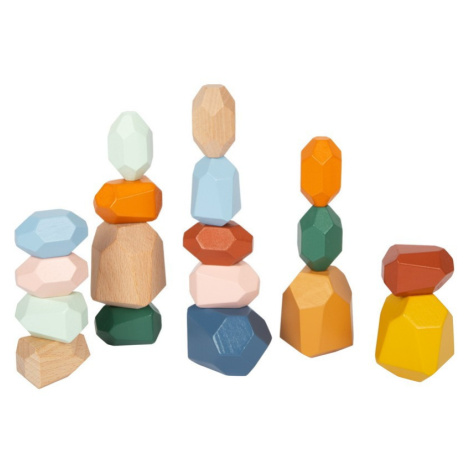 Kostky - Barevné, Kameny balanční Safari, 18ks (Small foot) Legler
