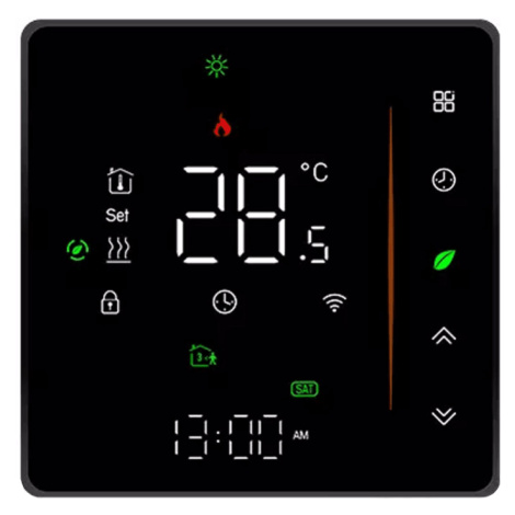 TUYA 16A načítací termostat černý TR066C Wifi