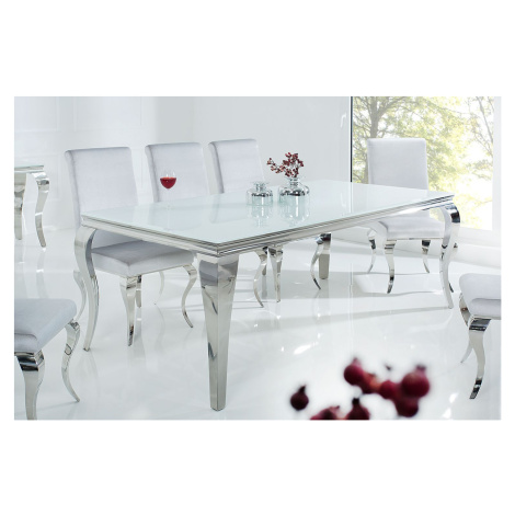 LuxD Jídelní stůl Rococo 200 cm bílá / stříbrná