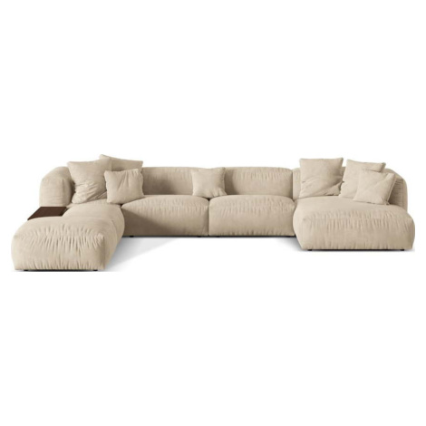 Béžová sametová modulární rohová pohovka (levý roh/do "U") Martina – Micadoni