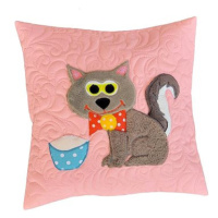 HANDY PETS Patchwork Kočka s miskou růžová 44 × 44 cm